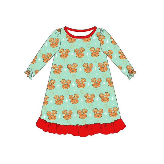 no moq GLD0721 pre-order baby girls clothes mickey head long sleeve dress-2024.8.7