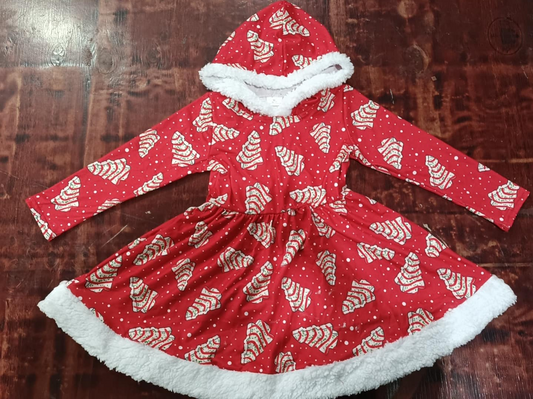 no moq GLD0723 pre-order baby girls clothes Christmas red hooded long sleeve dress-2024.8.7