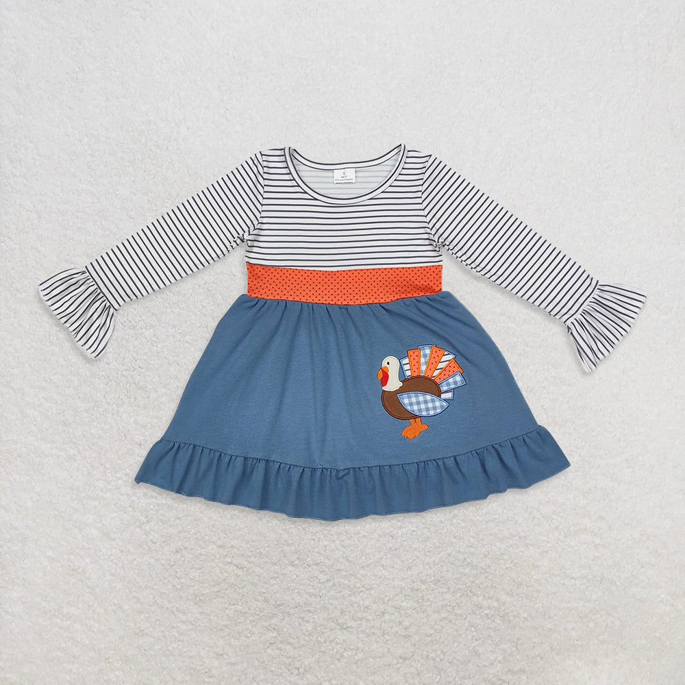 RTS Sibling baby boy girl clothes embroidery turkey plaid bow green long sleeved pants set and dress and jumpsuit and romper and top