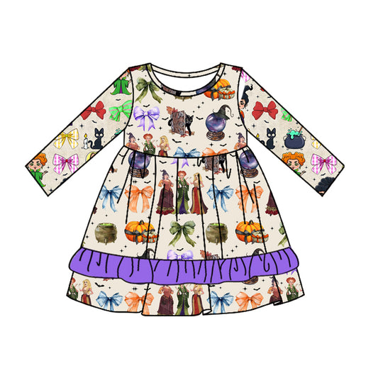 no moq GLD0737 pre-order baby girls clothes pumpkin purple long sleeve dress-2024.8.10