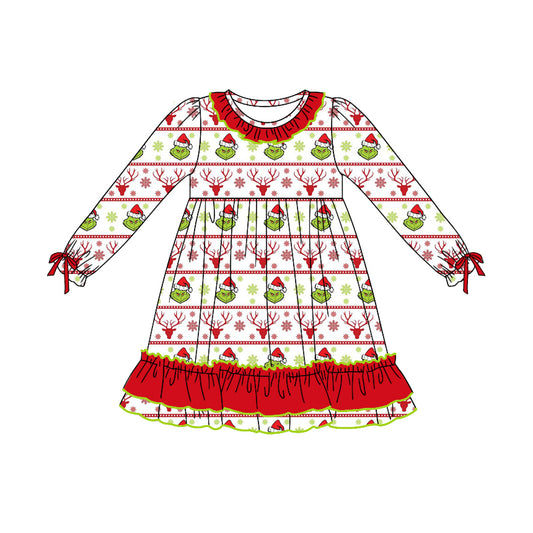 no moq GLD0796 pre-order baby girls clothes Christmas long sleeve dress-2024.8.3