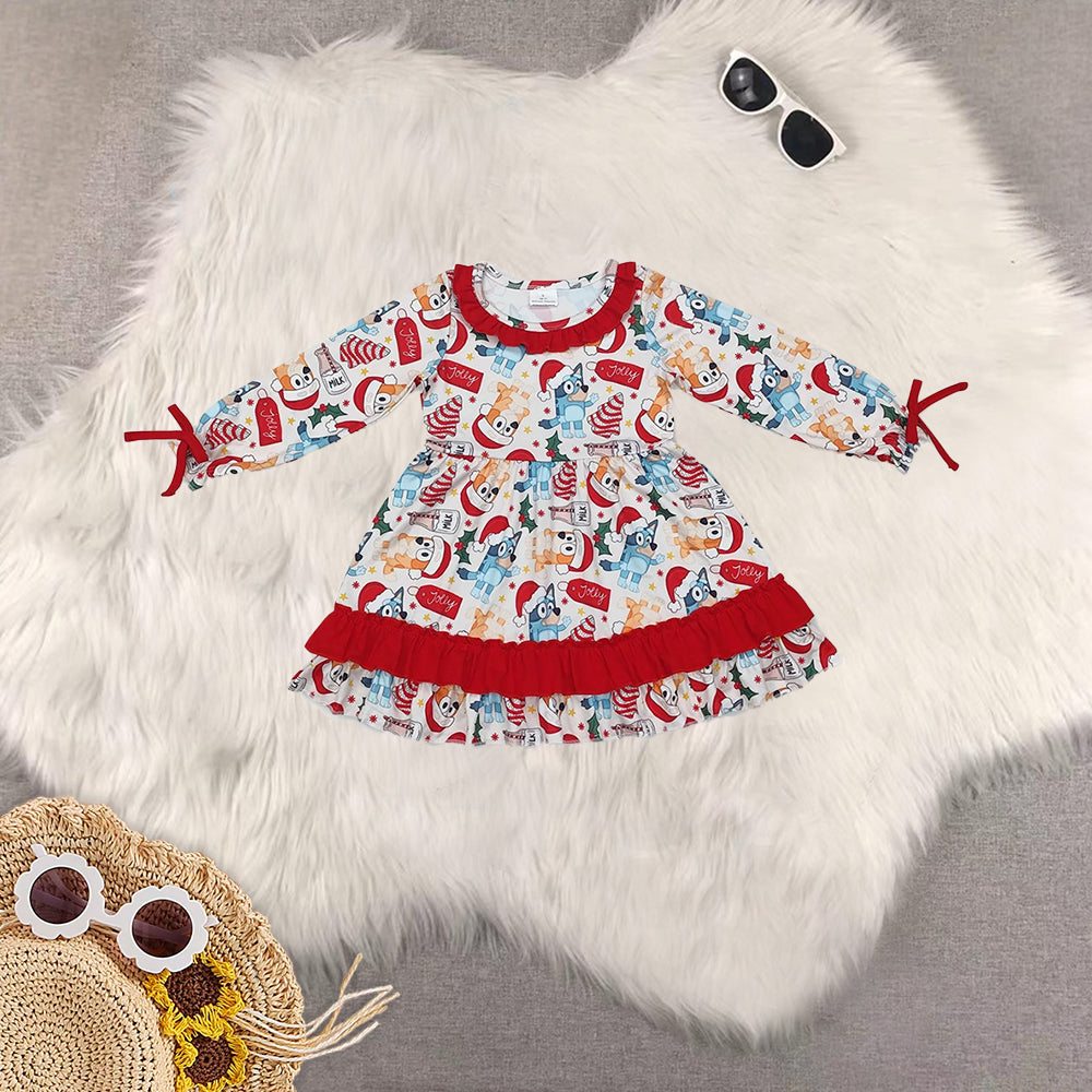 RTS NO MOQ Sibling baby girls baby boys clothes Christmas cartoon long-sleeved trousers suit & romper & dress & adult pants