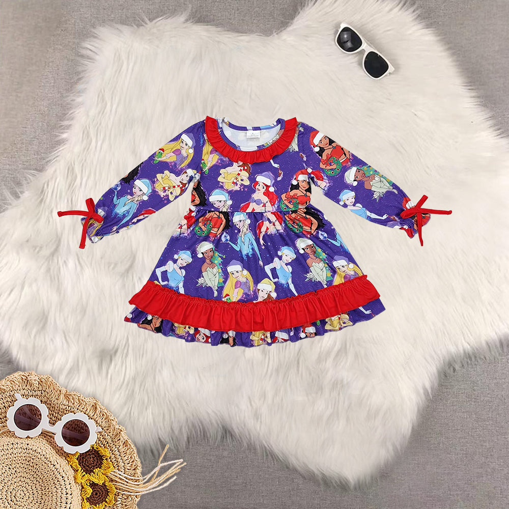 RTS NO MOQ Sibling baby girls clothes Christmas cartoon long-sleeved trousers suit & romper & dress & adult pants