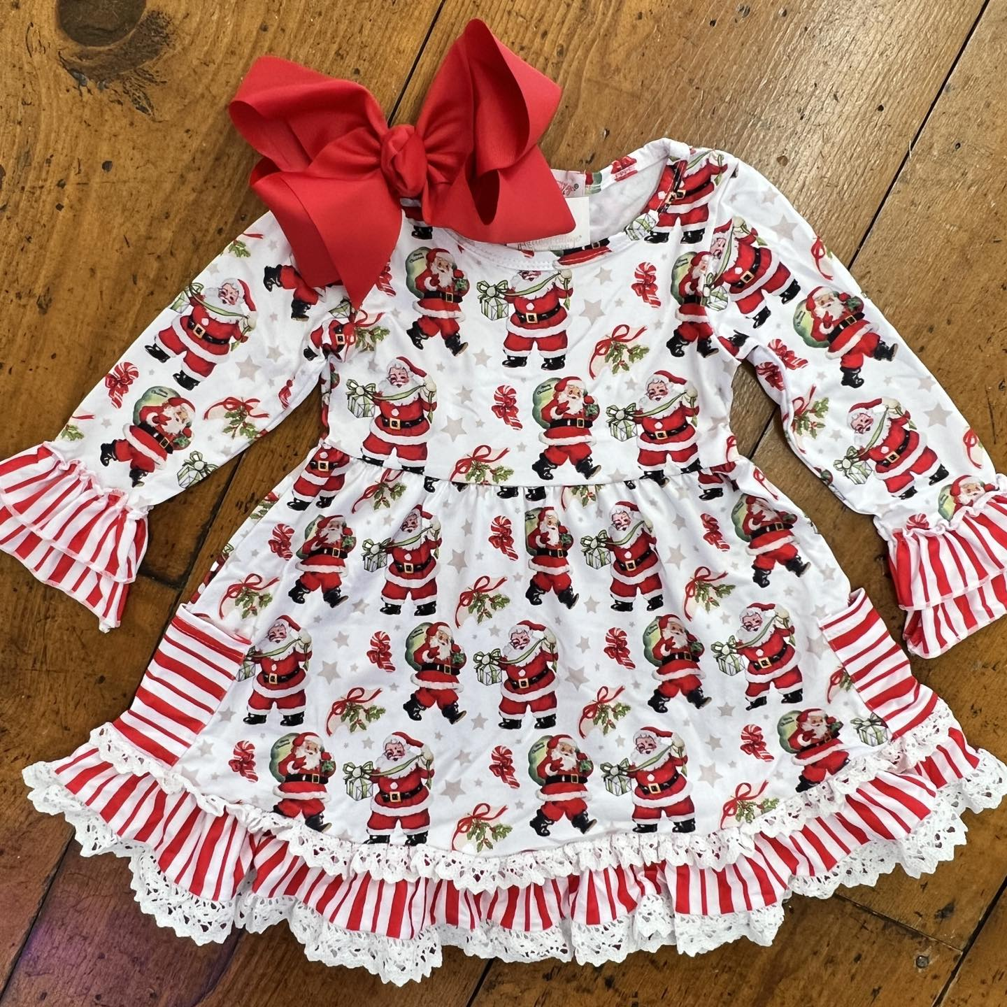 no moq GLD0944 pre-order baby girls clothes Christmas red long sleeve dress-2024.9.24