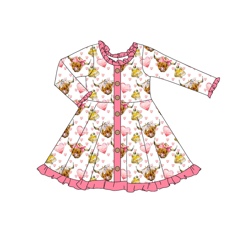 no moq GLD0964 pre-order baby girls clothes alpine pink long sleeve dress-2024.10.9