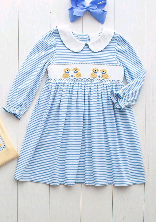 no moq GLD0992 pre-order baby girls clothes blue long sleeve dress-2024.12.7