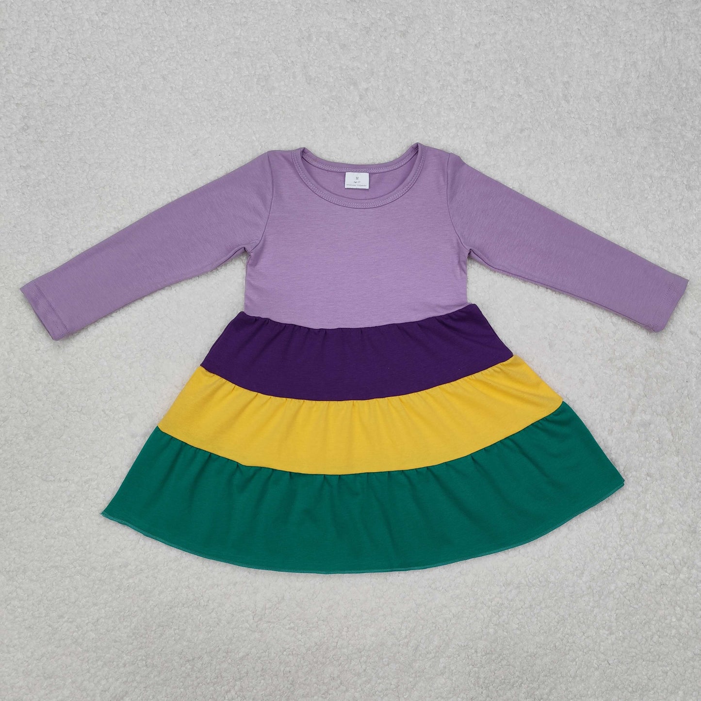 RTS baby girls clothes mardi gras Long Sleeve dress top