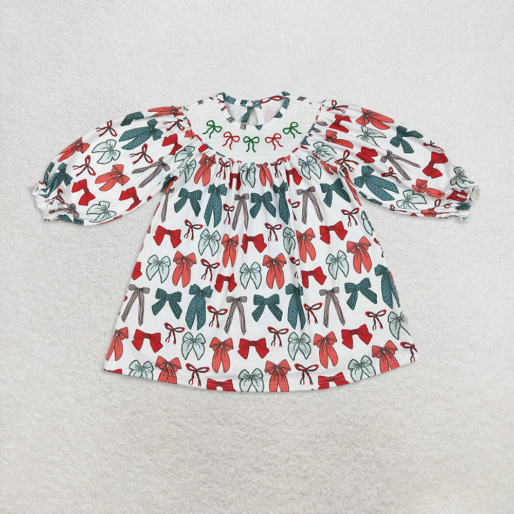 RTS NO MOQ Sibling baby girl clothes Christmas long sleeve dresses