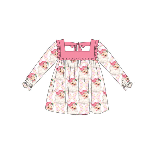 no moq GLD1049 PRE-ORDER baby girl clothes Christmas pink long sleeve dress-2025.5.15