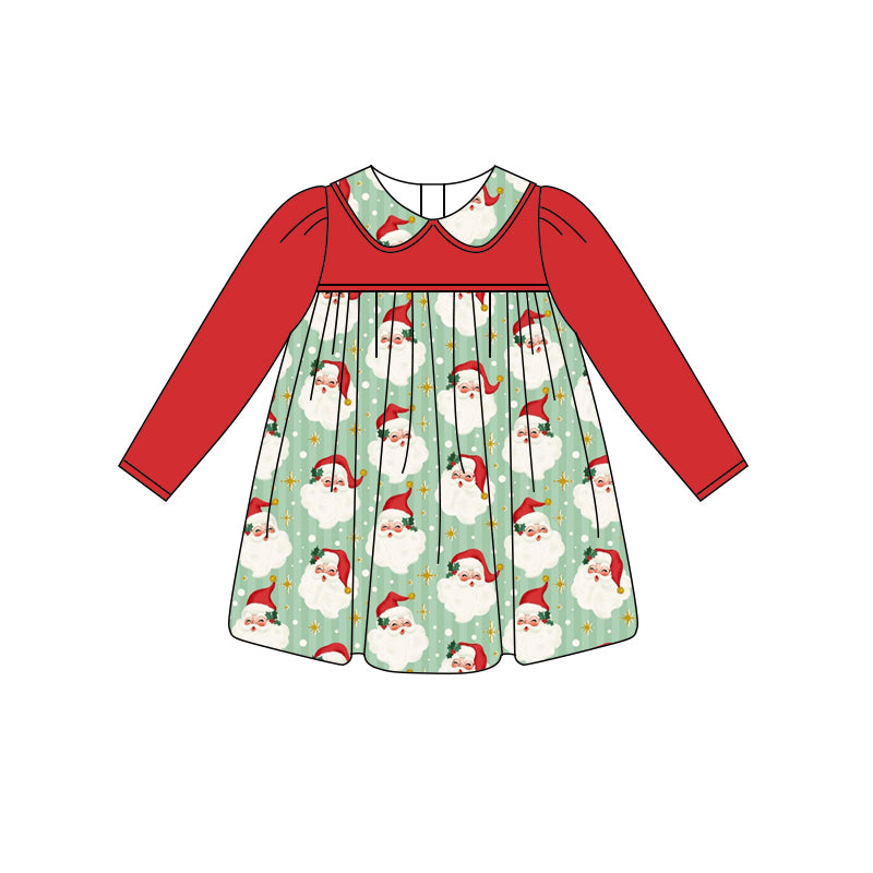 no moq GLD1091 PRE-ORDER baby girl clothes Christmas red long sleeve dress-2025.5.29
