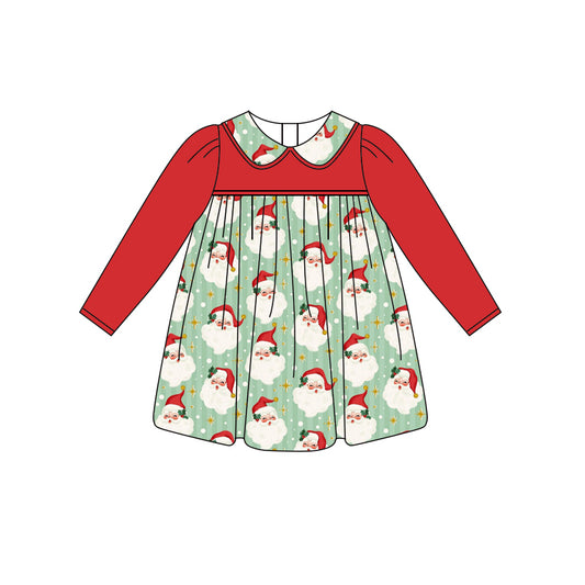 no moq GLD1091 PRE-ORDER baby girl clothes Christmas red long sleeve dress-2025.5.29