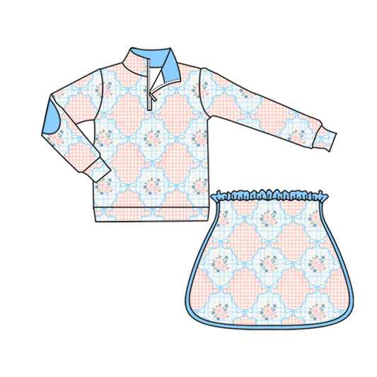 no moq GLD1095 PRE-ORDER baby girl clothes yoga bow floral long sleeve shorts skirts set-2025.5.30