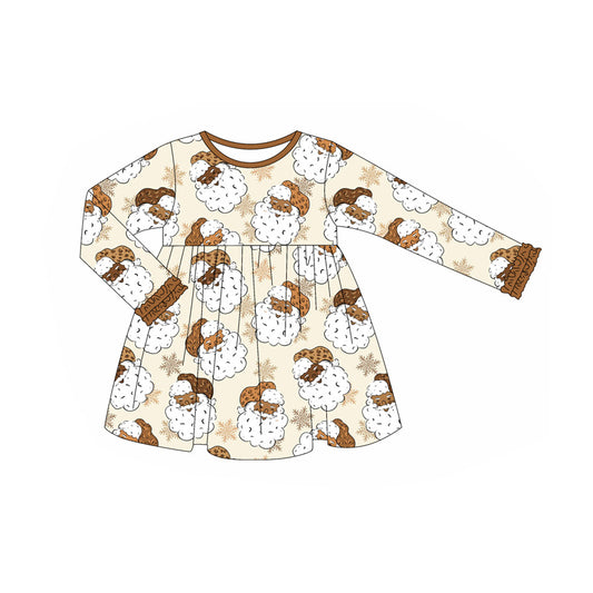 no moq GLD1122 PRE-ORDER baby girl clothes Christmas Santa Claus long sleeve dress-2025.6.9