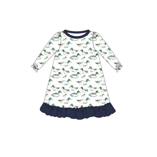 no moq GLD1128 PRE-ORDER baby girl clothes duck long sleeve dress-2025.6.12