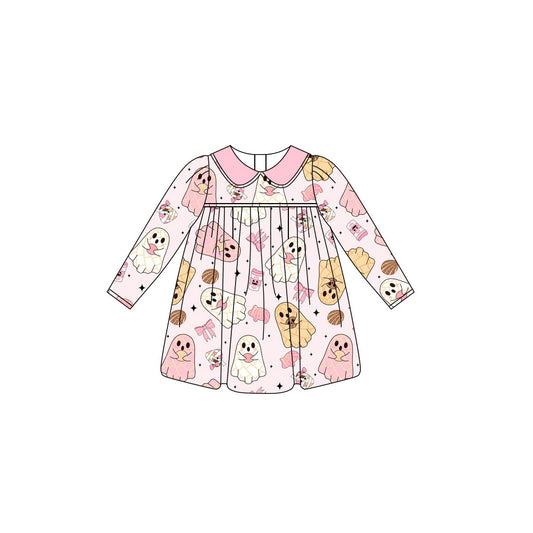 no moq GLD1138 PRE-ORDER baby girl clothes Christmas pink long sleeve dress-2025.6.14