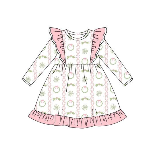 no moq GLD1141 PRE-ORDER baby girl clothes Christmas long sleeve dress-2025.6.17