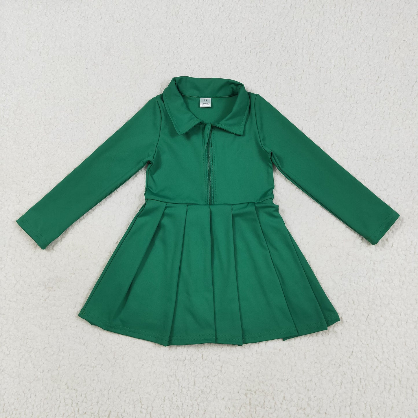 RTS NO MOQ（In Stock) GLD1148 Plain Green Zippered Long Sleeve Yoga Dress