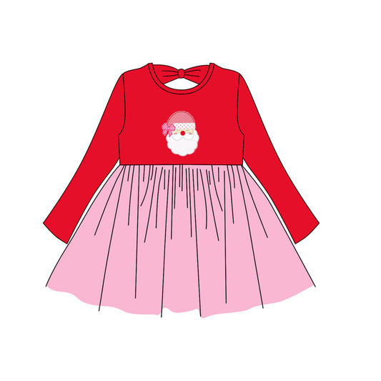 no moq GLD1161 PRE-ORDER baby girl clothes Christmas red long sleeve dress-2025.6.24