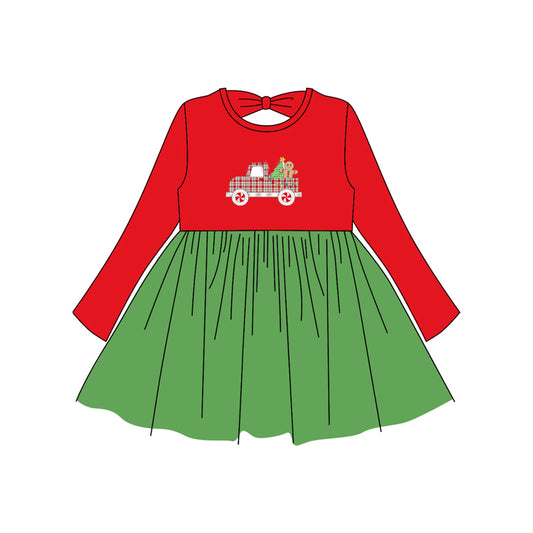 no moq GLD1162 PRE-ORDER baby girl clothes Christmas red long sleeve dress-2025.6.24