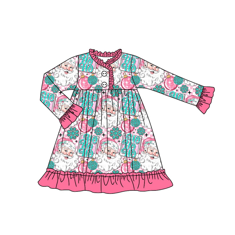 (Pre Order) No moq GLD1184 PRE-ORDER baby girl clothes Christmas long sleeve dress-2025.7.4