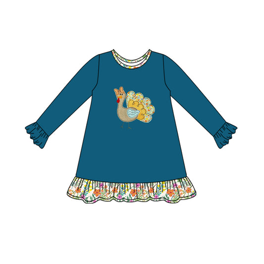 (Pre Order) No moq GLD1211 PRE-ORDER baby girl clothes turkey long sleeve dress-2025.7.17