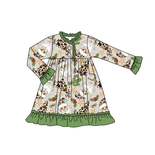 (Pre Order) No moq GLD1214 PRE-ORDER baby girl clothes Christmas long sleeve dress-2025.7.17