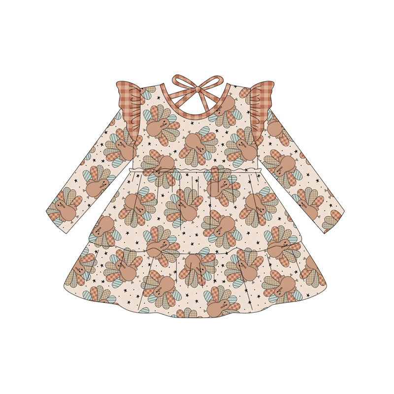 (Pre Order) No moq GLD1217 PRE-ORDER baby girl clothes turkey long sleeve dress-2025.7.18
