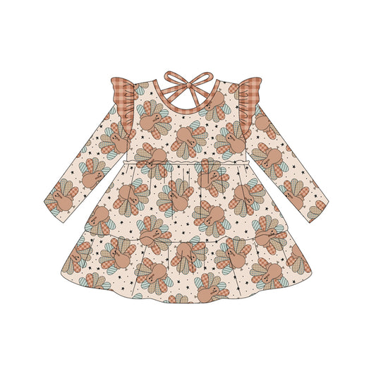 (Pre Order) No moq GLD1217 PRE-ORDER baby girl clothes turkey long sleeve dress-2025.7.18