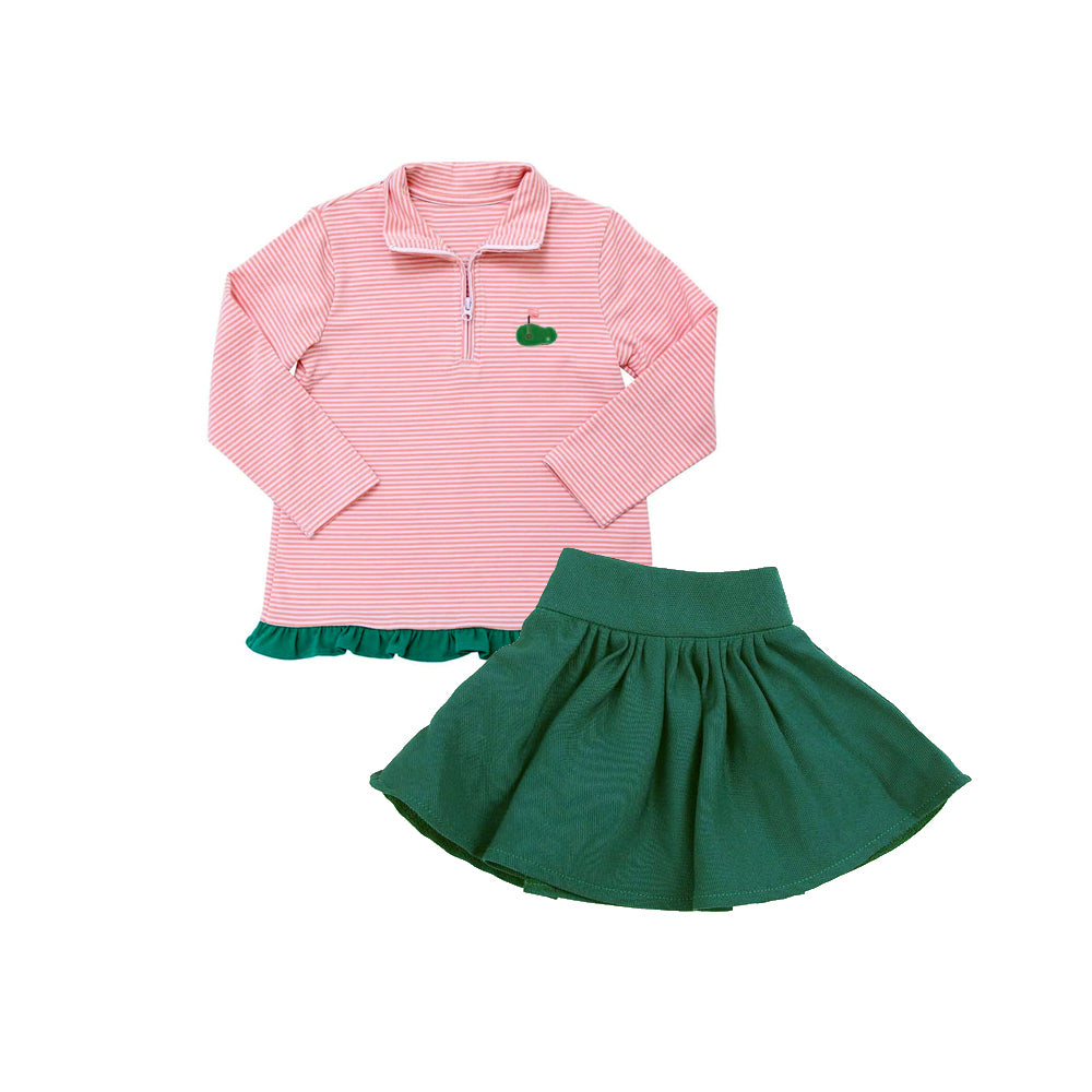 (Pre Order) No moq GLD1219 PRE-ORDER baby girl clothes pink long sleeve skirt sets-2025.7.21