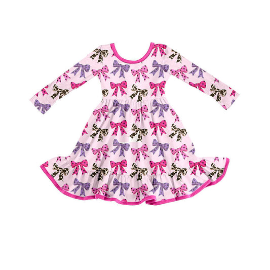 (Pre Order) No moq GLD1275 PRE-ORDER baby girl clothes bow long sleeve dress-2025.8.19