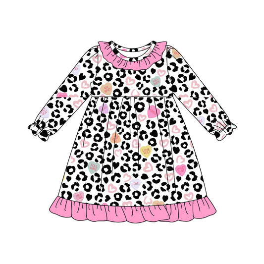 (Pre Order) No moq GLD1290 PRE-ORDER baby girl clothes leopard long sleeve dress-2025.9.4