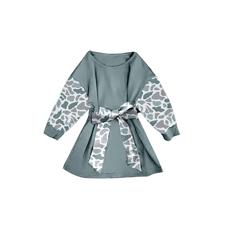 (Pre Order) No moq GLD1299 PRE-ORDER baby girl clothes camouflage long sleeve dress-2025.9.10