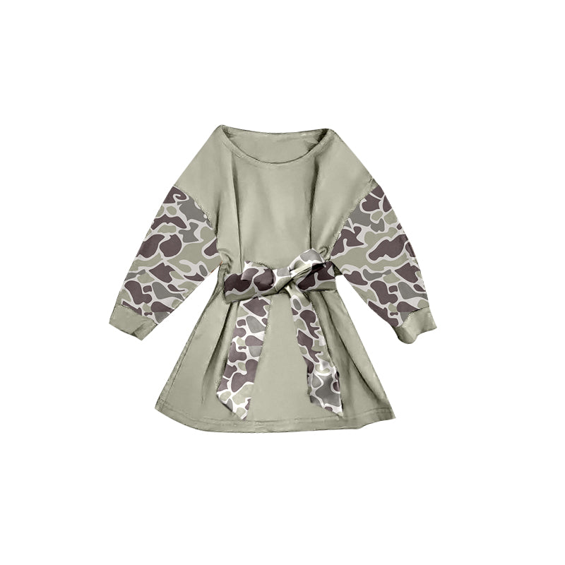 (Pre Order) No moq GLD1300 PRE-ORDER baby girl clothes camouflage long sleeve dress-2025.9.10