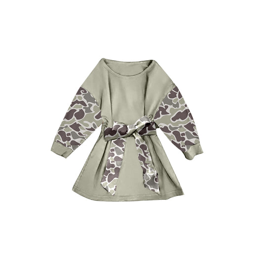 (Pre Order) No moq GLD1300 PRE-ORDER baby girl clothes camouflage long sleeve dress-2025.9.10