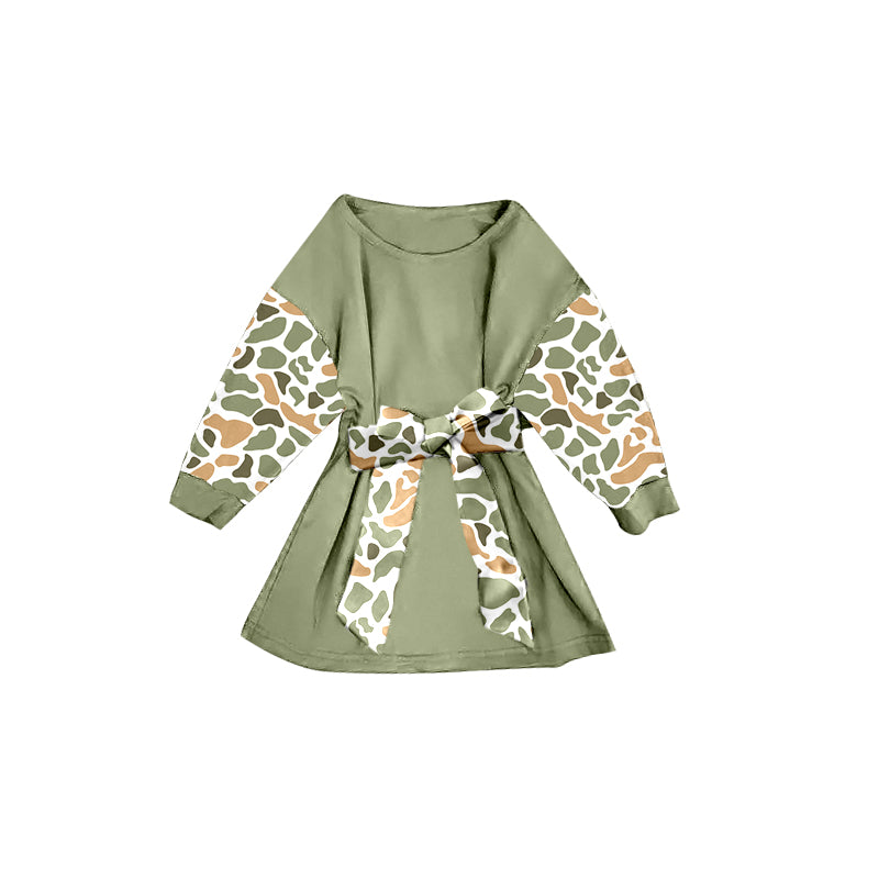 (Pre Order) No moq GLD1301 PRE-ORDER baby girl clothes camouflage long sleeve dress-2025.9.10