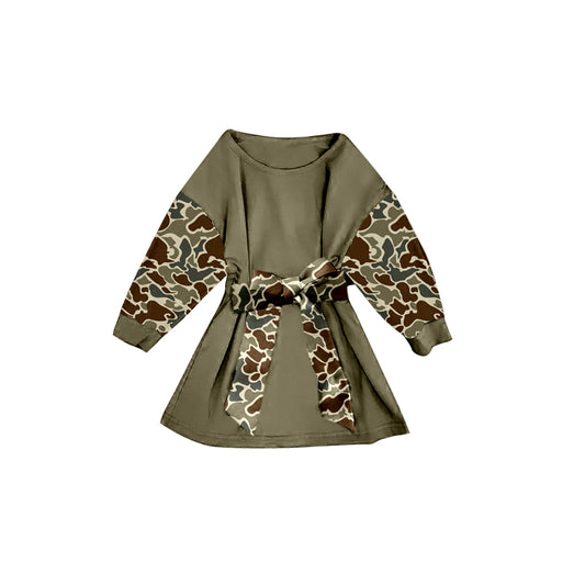(Pre Order) No moq GLD1303 PRE-ORDER baby girl clothes camouflage long sleeve dress-2025.9.10