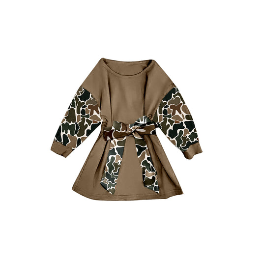 (Pre Order) No moq GLD1304 PRE-ORDER baby girl clothes camouflage long sleeve dress-2025.9.10