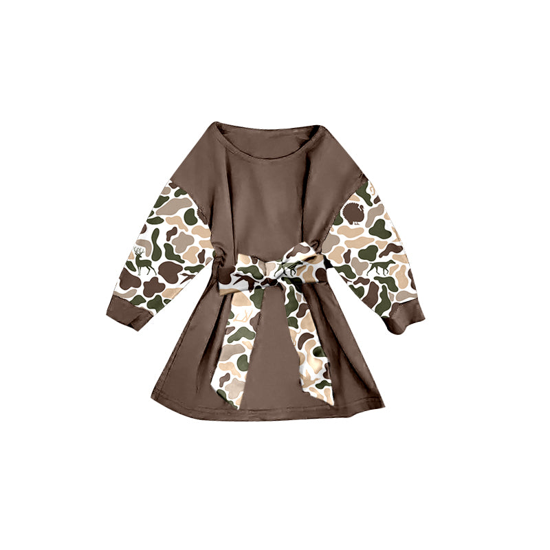 (Pre Order) No moq GLD1305 PRE-ORDER baby girl clothes camouflage long sleeve dress-2025.9.10
