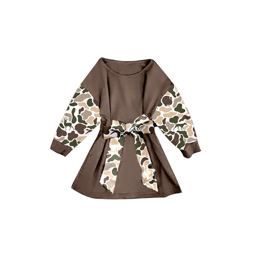 (Pre Order) No moq GLD1305 PRE-ORDER baby girl clothes camouflage long sleeve dress-2025.9.10