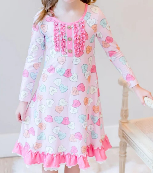 (Pre Order) No moq GLD1321 PRE-ORDER baby girl clothes love long sleeve dress-2025.9.13