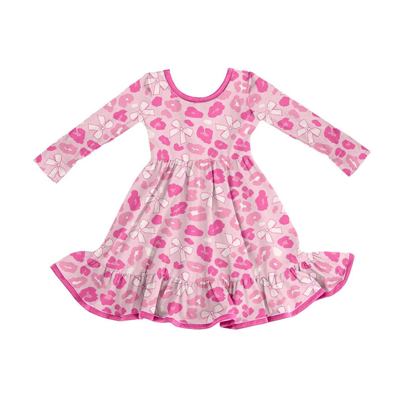 (Pre Order) No moq GLD1328 PRE-ORDER baby girl clothes bow long sleeve dress-2025.9.15