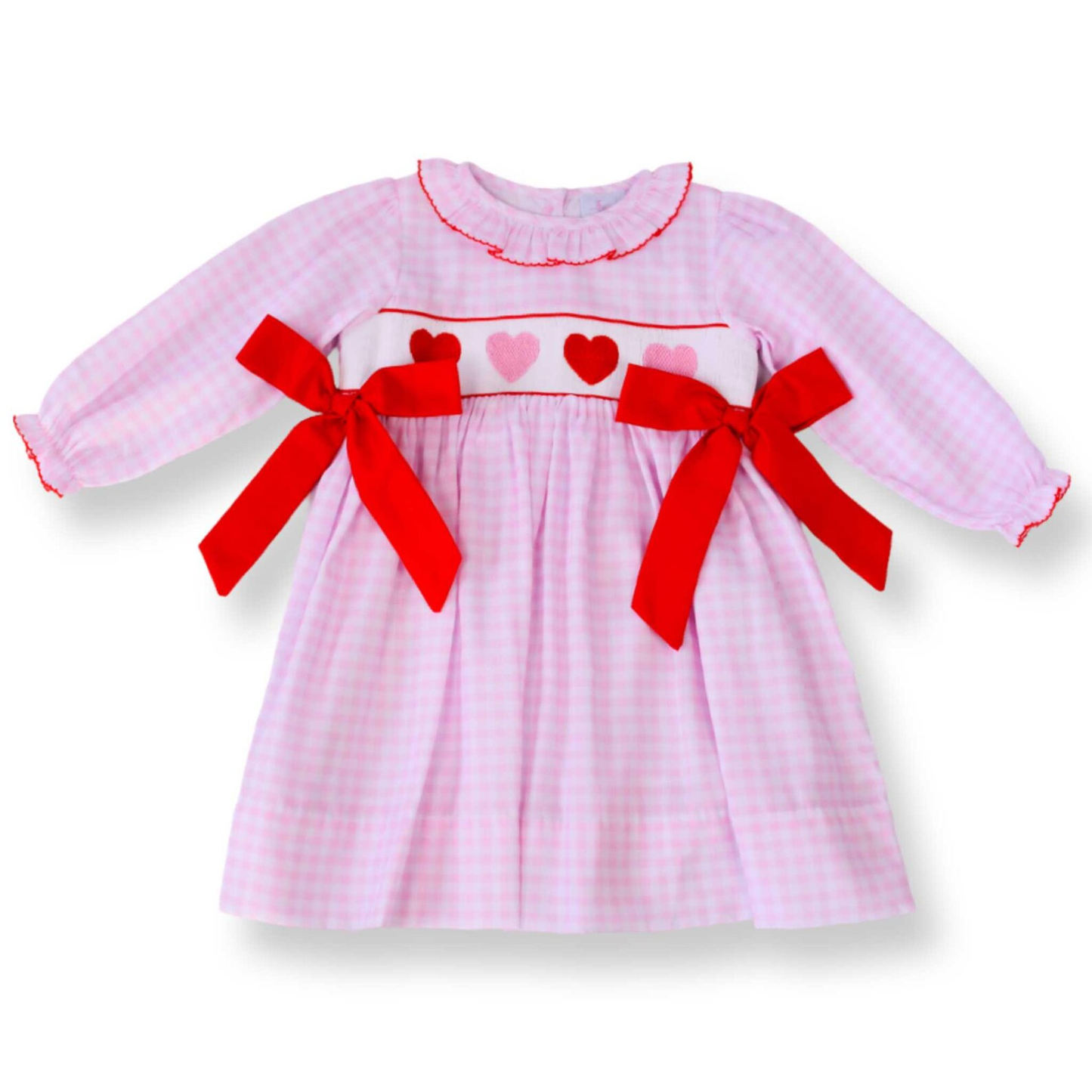 (Pre Order) No moq GLD1329 PRE-ORDER baby girl clothes love pink long sleeve dress-2025.9.15