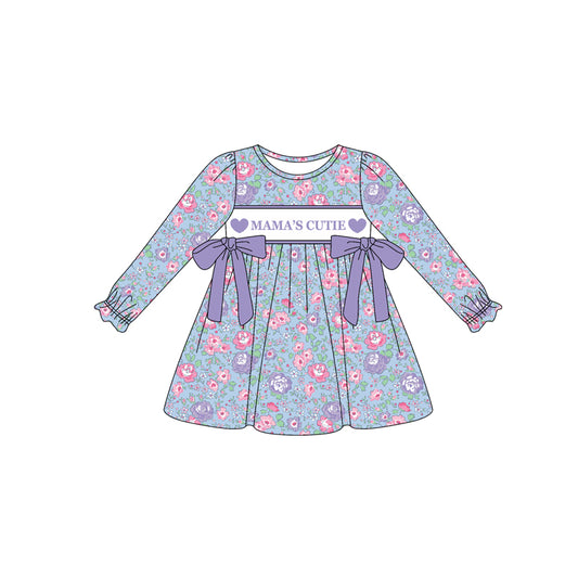 (Pre Order) No moq GLD1341 PRE-ORDER baby girl clothes mama floral long sleeve dress-2025.9.20