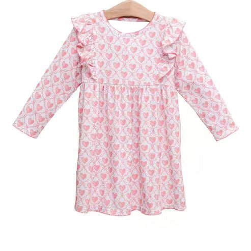 (Pre Order) No moq GLD1343 PRE-ORDER baby girl clothes love long sleeve dress-2025.9.22