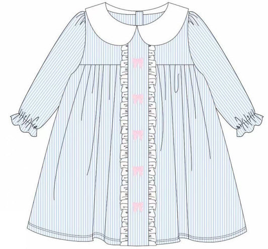 (Pre Order) No moq GLD1344 PRE-ORDER baby girl clothes bow long sleeve dress-2025.9.23
