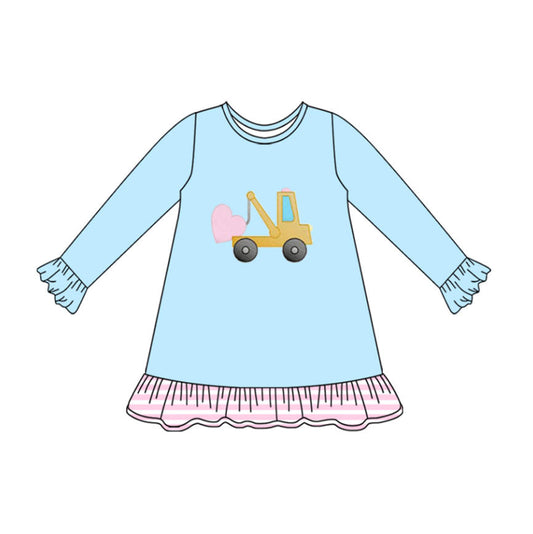 (Pre Order) No moq GLD1348 PRE-ORDER baby girl clothes love long sleeve dress-2025.9.23