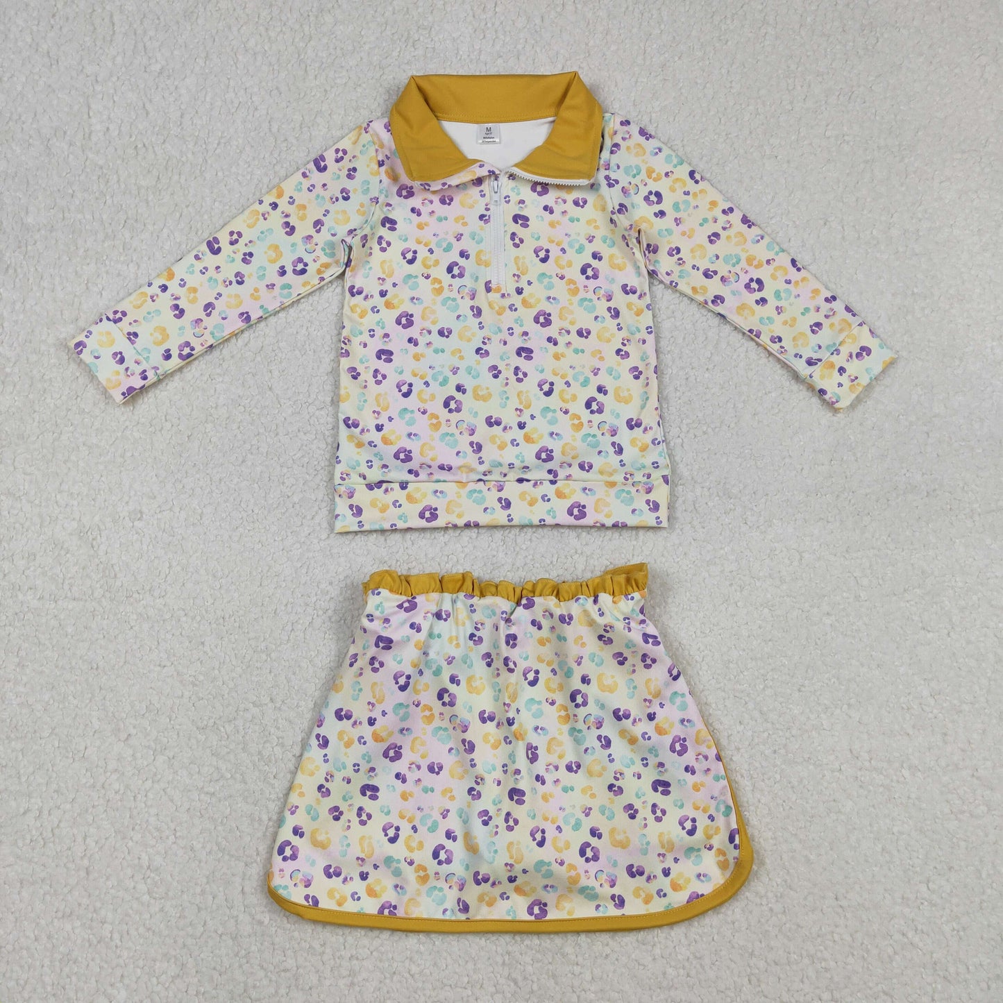 RTS NO MOQ Sibling baby girl clothes yoga mardi gras long-sleeved skirt suits and dress