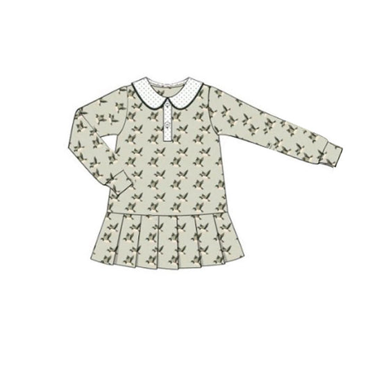 (Pre Order) No moq GLD1373 PRE-ORDER baby girl clothes duck long sleeve dress-2025.10.1