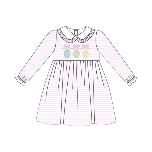 (Pre Order) No moq GLD1385 PRE-ORDER baby girl clothes baseball long sleeve dress-2025.10.13