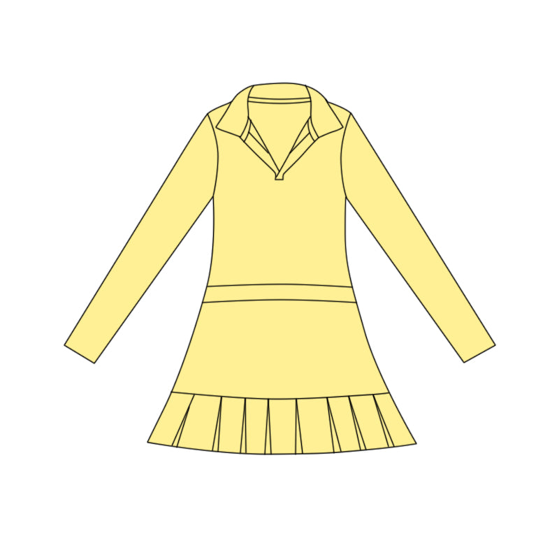 (Pre Order) No moq GLD1444 PRE-ORDER baby girl clothes yoga yellow long sleeve dress-2025.11.1